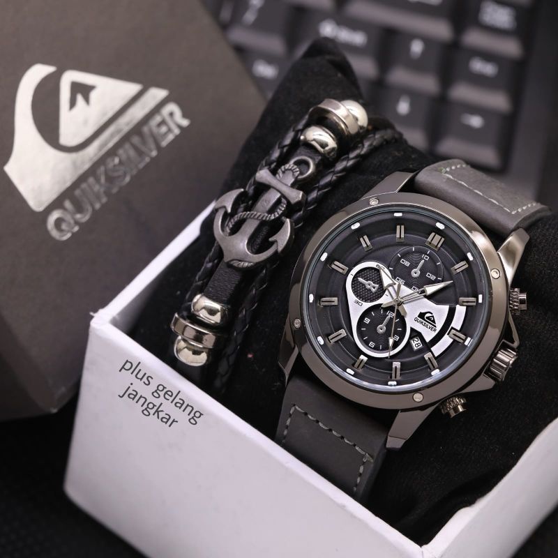 { COD } paket box exclusive + gelang jangkar || jam tangan fashion pria/laki-laki