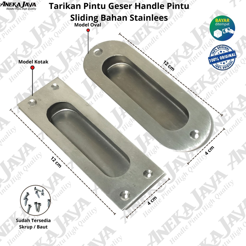 Tarikan Pintu Dorong Oval Kotak Stainless l Handle Geser Sliding Kom Kom