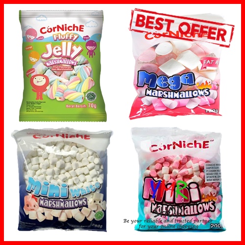 Corniche Permen Marshmallow Marshmellow Marsmellow Fluffy Jelly Teddy Mango Apple Chocolate Coklat Assorted
