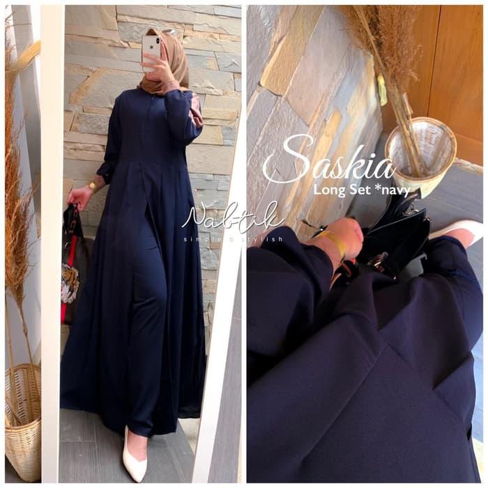 Olshop Mugfa Saskia Longset  Gamis Set Muslim Orginal Collections Etelan Wanita Terbaru 2021