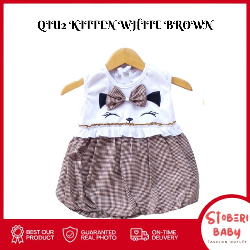stoberi baby -  QIU2 KITTEN WHITE Baju Bayi Perempuan Baju Rok Terusan Bayi Rok Bayi Perempuan Pakaian Bayi Perempuan