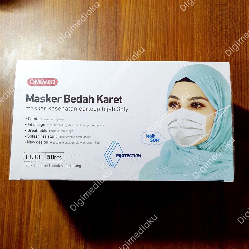 Masker Hijab Putih Masker Jilbab Putih OneMed box 50pcs Masker Medis