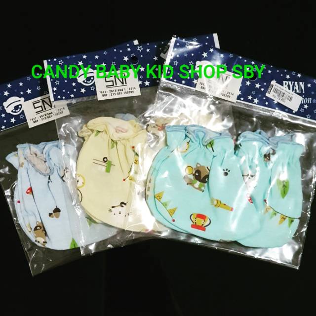 Sarung Tangan dan Kaki Bayi Ryan Polos Motif Warna Putih STK KKT Baby Newborn Murah Halus