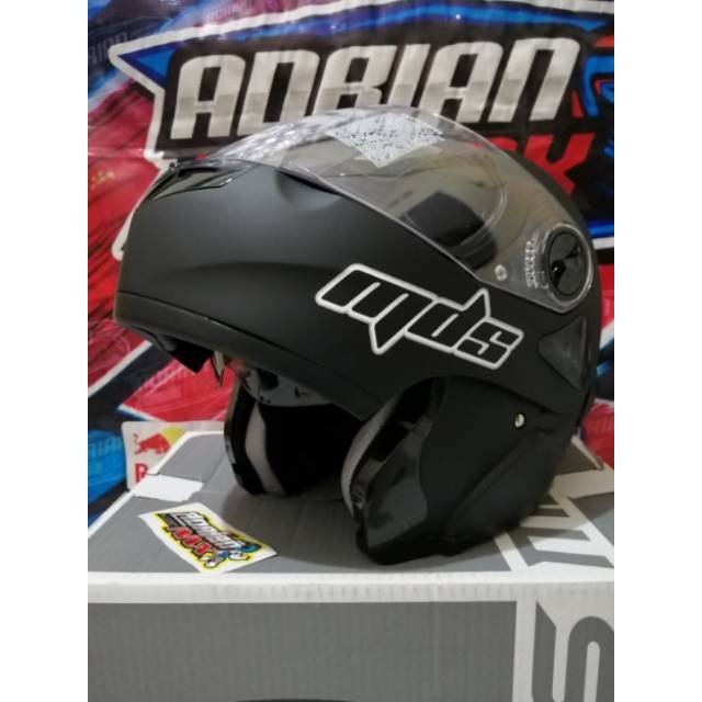 HELM MDS PRO RIDER BLACK DOFF DOUBLE VISOR HELM MODULAR DOBEL VISOR MDS PRORIDER HITAM DOFF MURAH