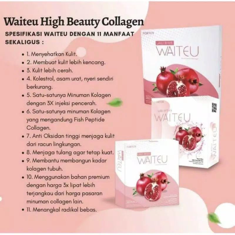 WAITEU COLLAGEN DRINK,MINUMAN KOLAGEN,MINUMAN KESEHATAN,MINUMAN KECANTIKAN,MINUMAN PEMUTIH