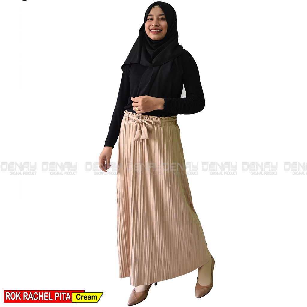 Rok Plisket Import - Bawahan Panjang Wanita Matt Moscrepe Premium Quality - Fashion Muslim