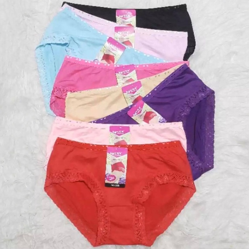 6pcs Celana Dalam Renda Import / Size M L XL XXL XXXL / Bahan Katun Spandex