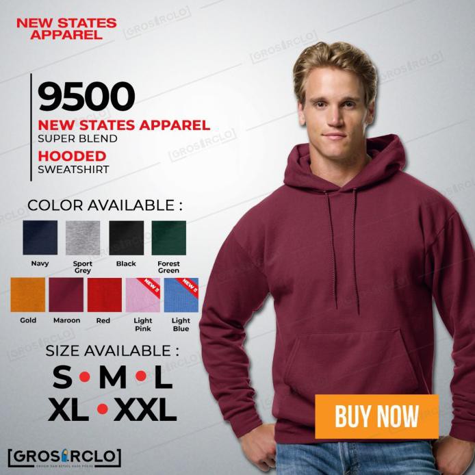 NEW STATES APPAREL ( NSA ) JAKET HOODIE POLOS 9500 IMPORT ORIGINAL