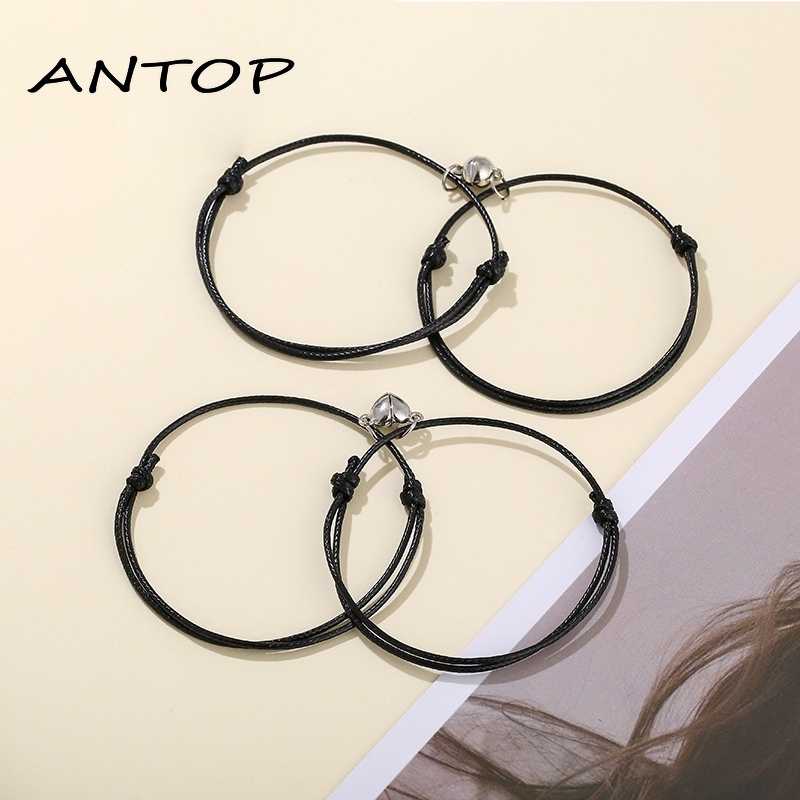 2 Pcs Gelang Couple POLOS Magnetik Pasangan Tali Lilin Pria Dan Wanita Aksesoris Fashion Hadiah ANTOP