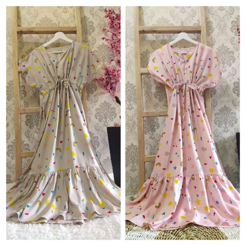 Daster serut panjang. Daster Ruffle serut . daster busui. daster long serut ruffle. homedress