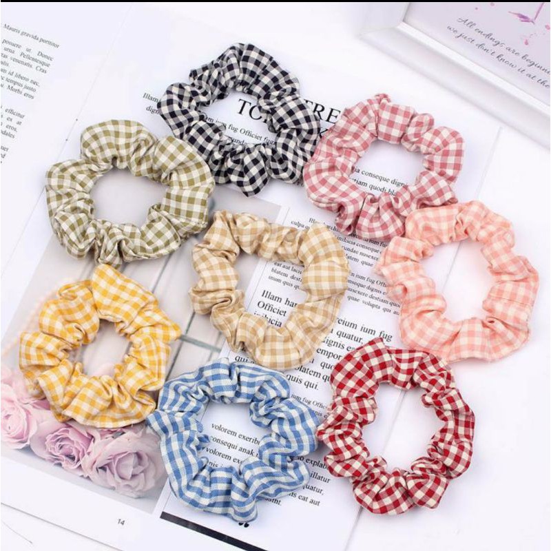 [COD] Ikat Rambut Scrunchie Model Eropa / Ikat Rambut Scrunchie Kotak / Kunciran Rambut Korea