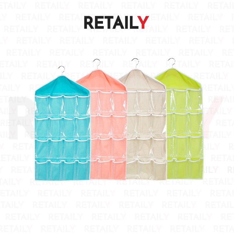 Retaily HL0036 Gantungan Celana Dalam 16 Sekat Pouch Hanging Organizer