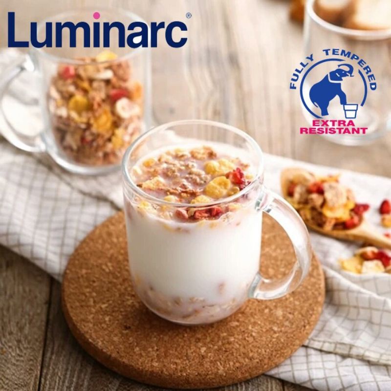 Luminarc Gelas Mug Troquet 250 ml - Gelas Kopi Tempered Glass - Gelas Susu - Mug Kopi - Gelas Cafe