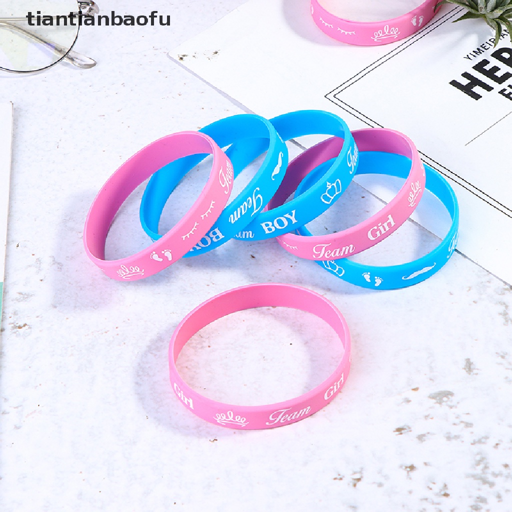 [tiantianbaofu] 36Pcs Gender Reveal Bracelets Team Boy Silicone Wristbands Team Girl Rubber Boutique