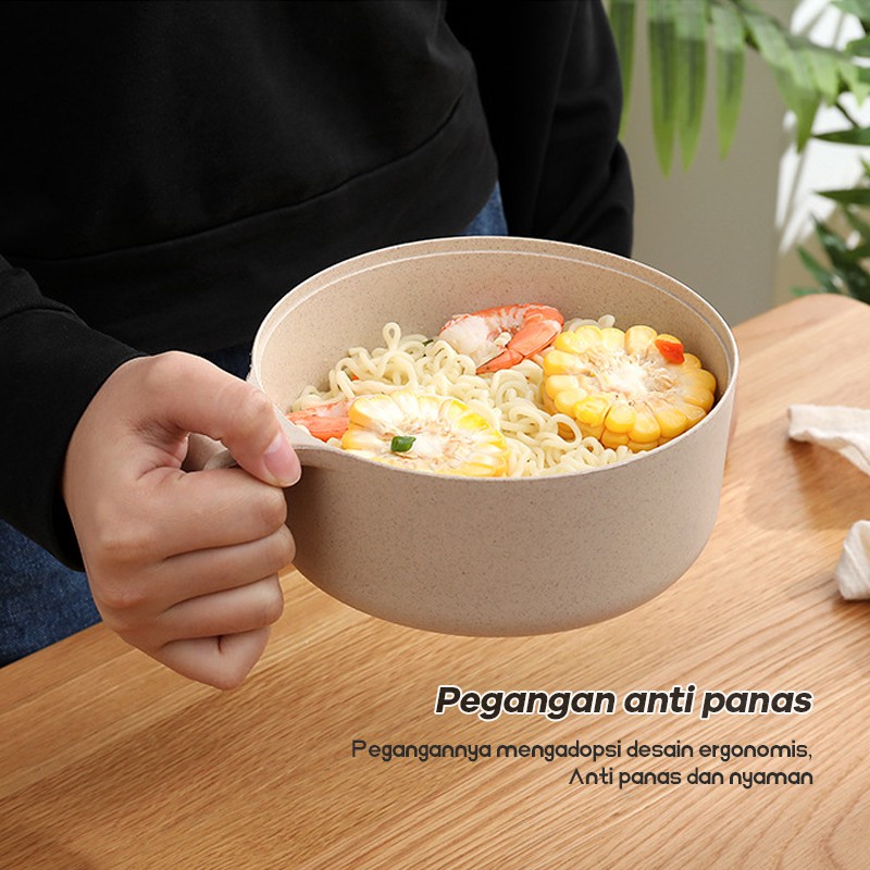 LCX Set Mangkok 6 in 1 Wheatstraw Bowl Mangkuk Plastik Microwave Mie Instan dan Sup Serbaguna