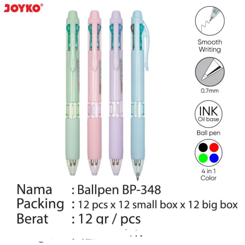 

Pulpen Ballpoint Pen 4 in 1 JOYKO BP-348 Quaco 4 0.7mm / pcs