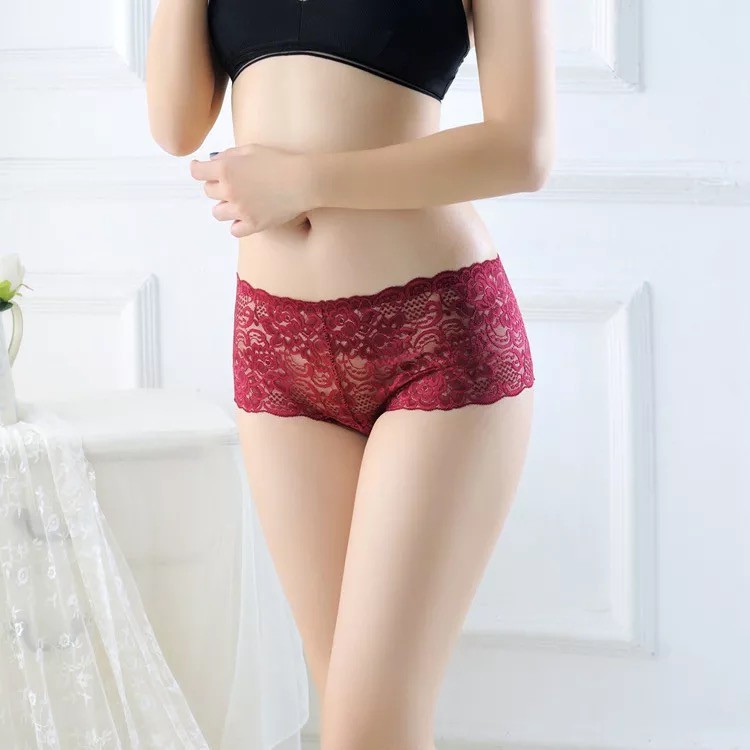 (COD) Celana Dalam Wanita Sexy Transparan boxer Seamless G string Motif C211