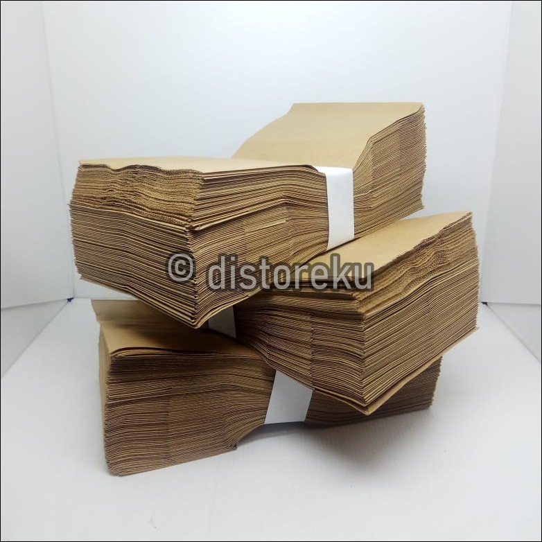 ISI 100pcs KANTONG KERTAS COKLAT BROWN PAPER BAG SOS FLAT GORENGAN KUE FOOD