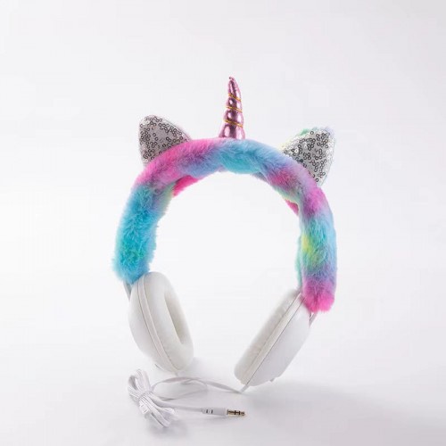 HGM-021 Headset Bando Karakter Tanduk Unicorn Lucu dan Telinga Bulu - Bulu Halus Lembut Lucu untuk