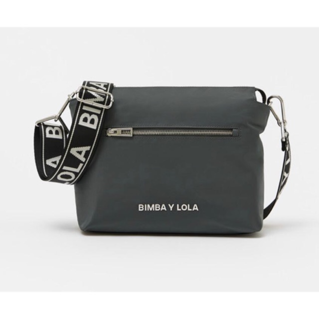 READY STOCK Bimba Y Lola tas selempang authentic parasut abu dark grey trapezium strap hitam