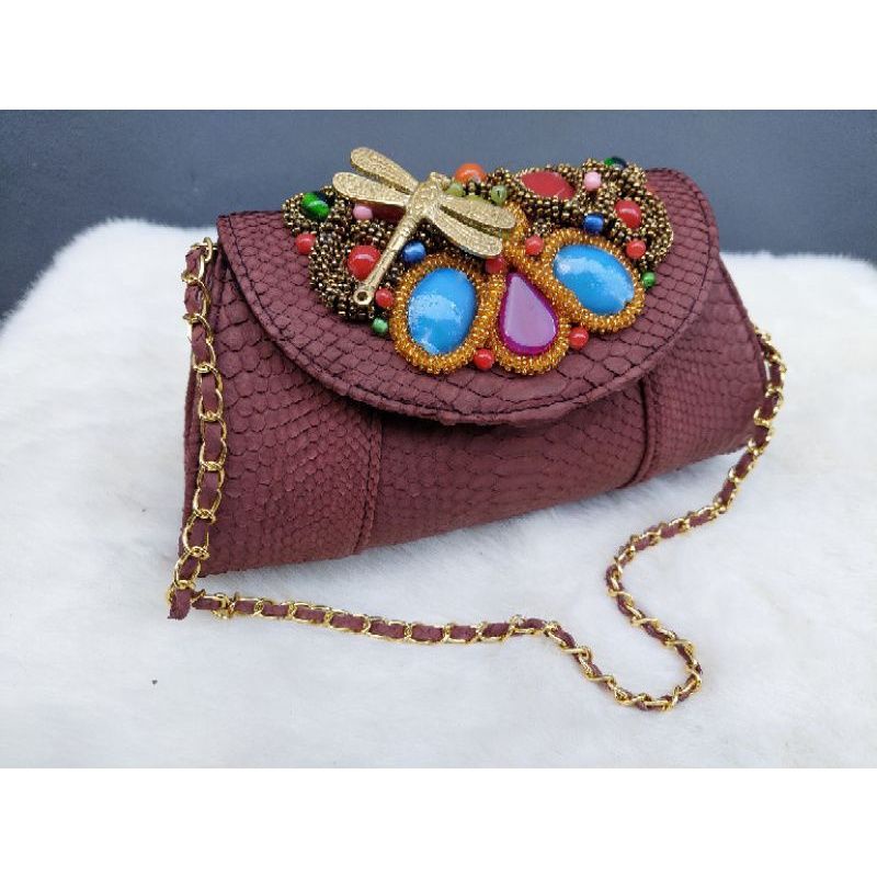 tas kulit ular phyton asli