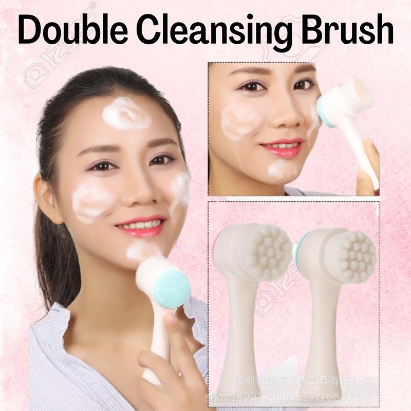 Sikat Wajah 2 sisi Cleansing Face / Pembersih Kuas Spa / Perawatan Kulit Pembersih 2 sisi