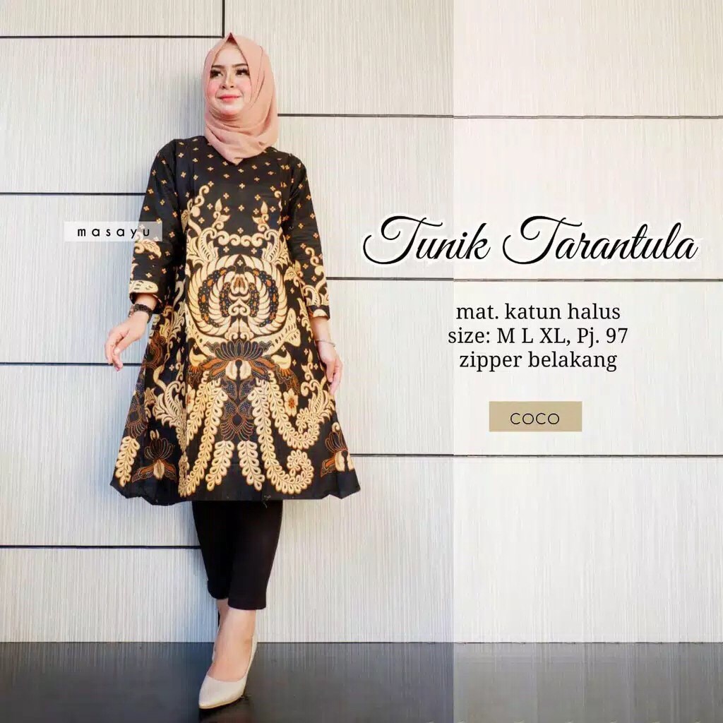 Tunik Tarantula Merak Sogan Modern Midi Dress Casual Kerja Seragam Kantor Muslim