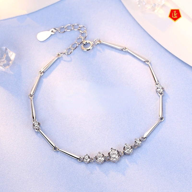 [Ready Stock]925 Silver Simple Amethyst Bracelet