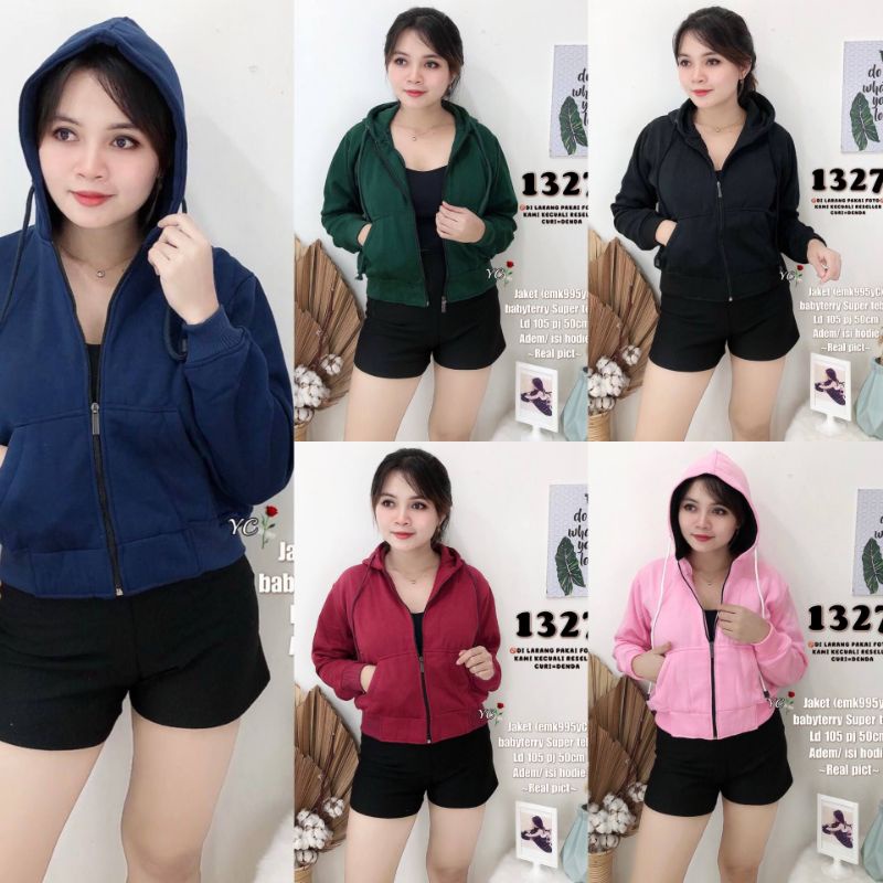 Jacket cewek bahan tebal ada Hoodie 7 warna