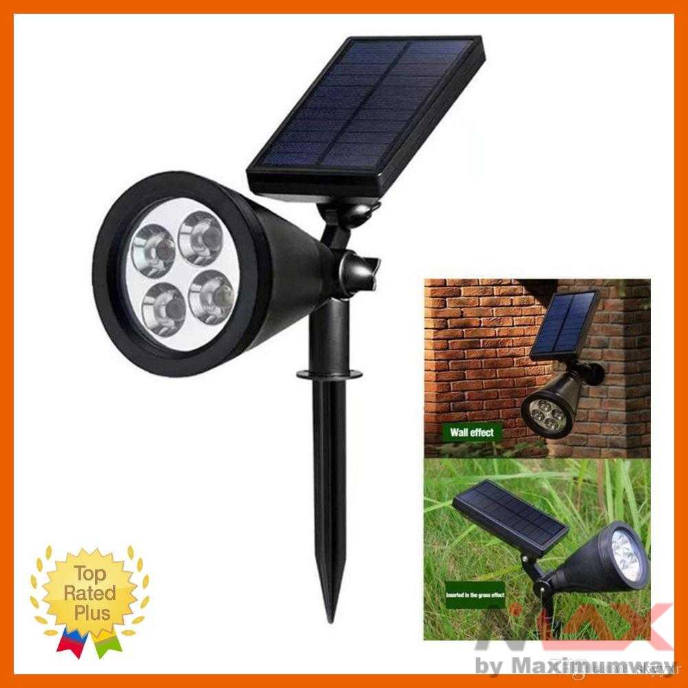 Lampu Tancap Lampu Taman Lampu sorot taman Tenaga surya Solar panel Anti air waterproof luar ruangan 4 LED Solar Lawn Lamp Spotlight Waterproof Light Control Inserting Floor Garden Light Outdoor Adjustable Garden Landscape Lamp