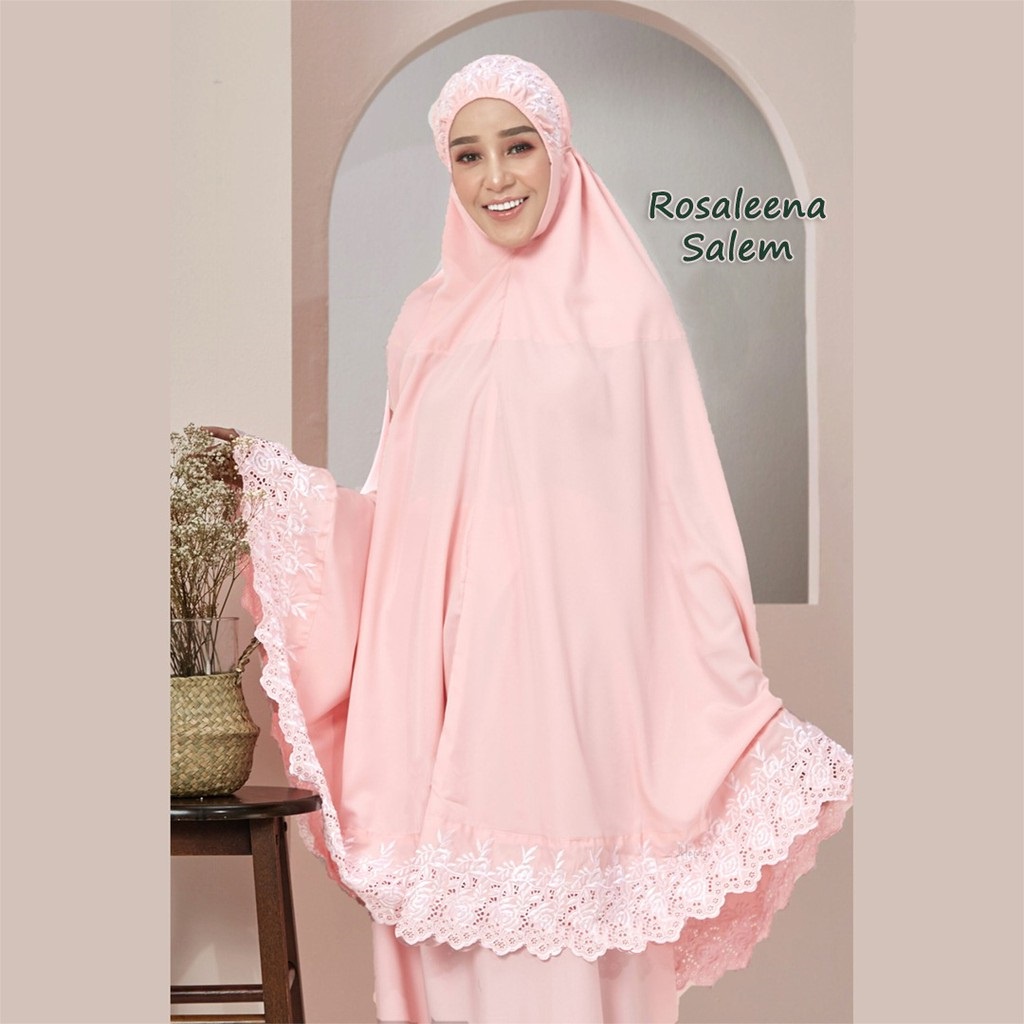 Mukena Rosaleena Dewasa Jumbo Katun Bordir Tas