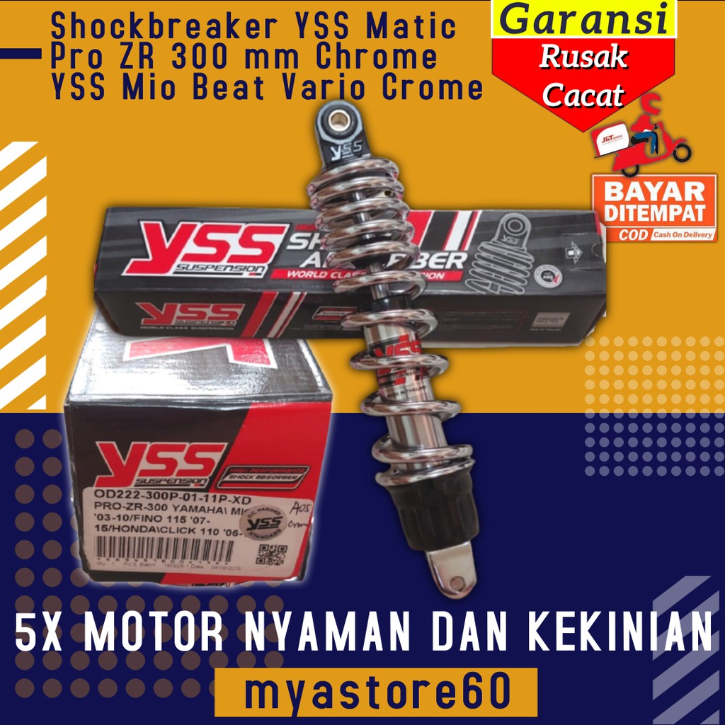 Shockbreaker Shock YSS Matic Pro ZR 300 mm Chrome YSS Mio Beat Vario Crome