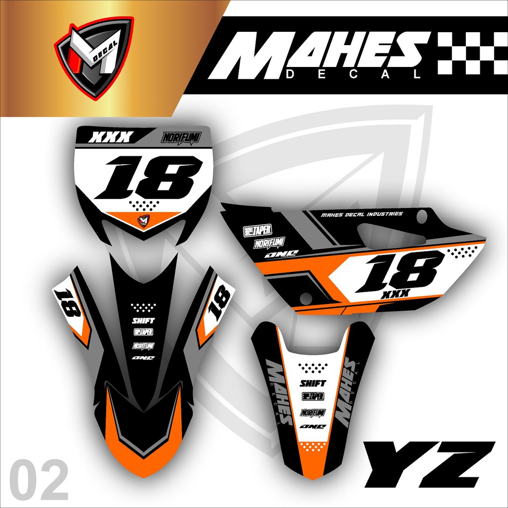 Decal Bebek Trail Yz 85 New Orange Hitam Kode 02 Shopee Indonesia