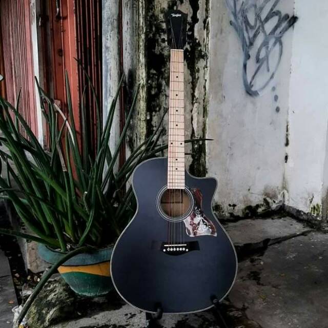 gitar akustik  dobel run gagang utuh tidak sambung