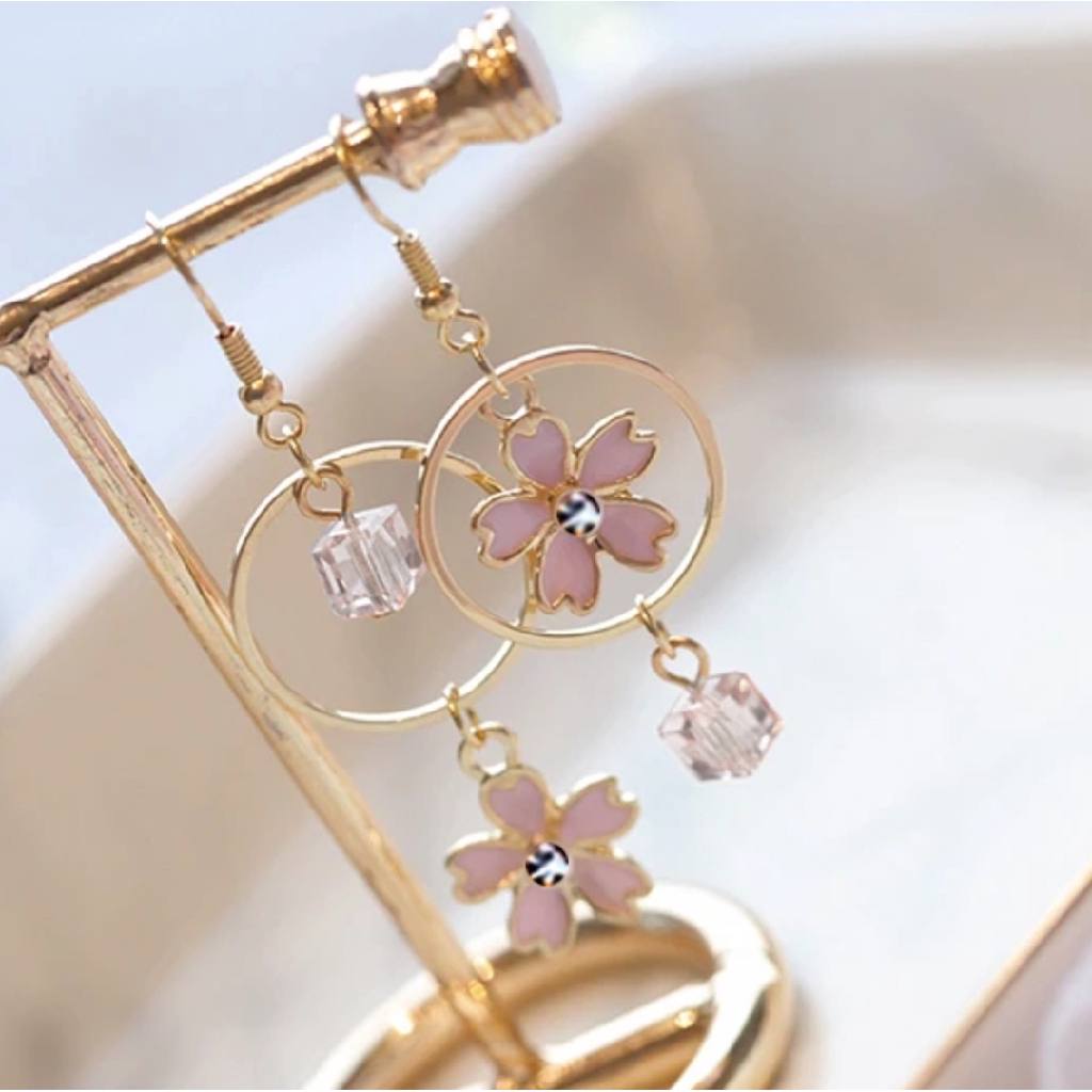 Anting wanita kekinian import style korea model bunga sakura 491