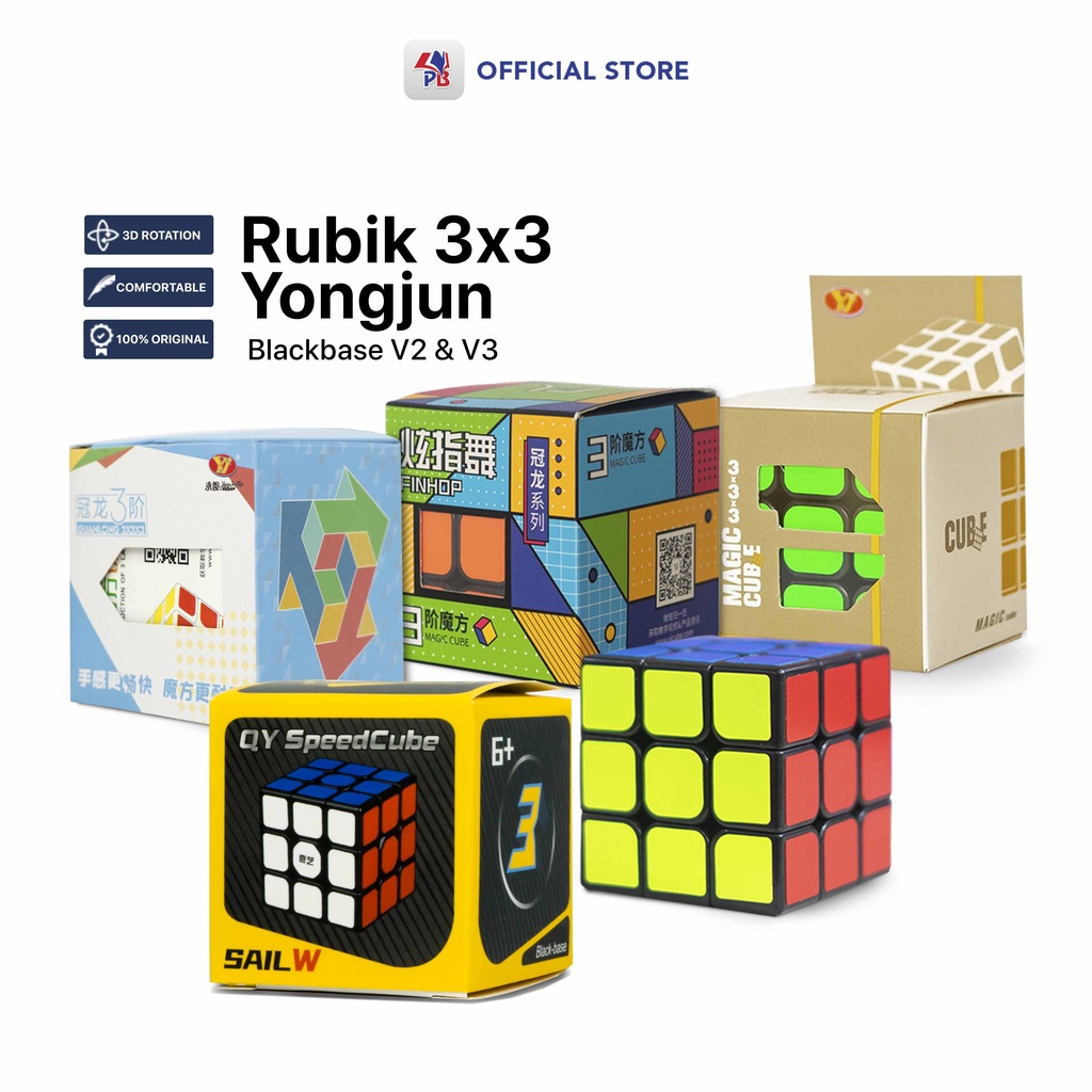 Rubik 3x3 Magnetic / Rubik Yongjun Guanlong Blackbase Hitam 3 X 3
