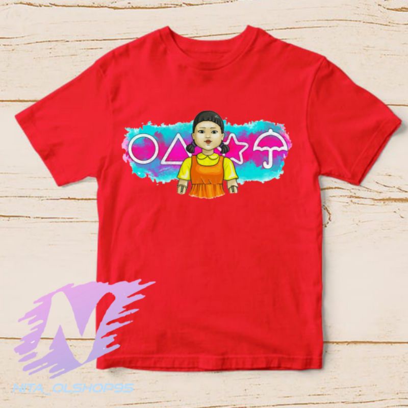 baju kaos anak squid game karakter boneka squid game