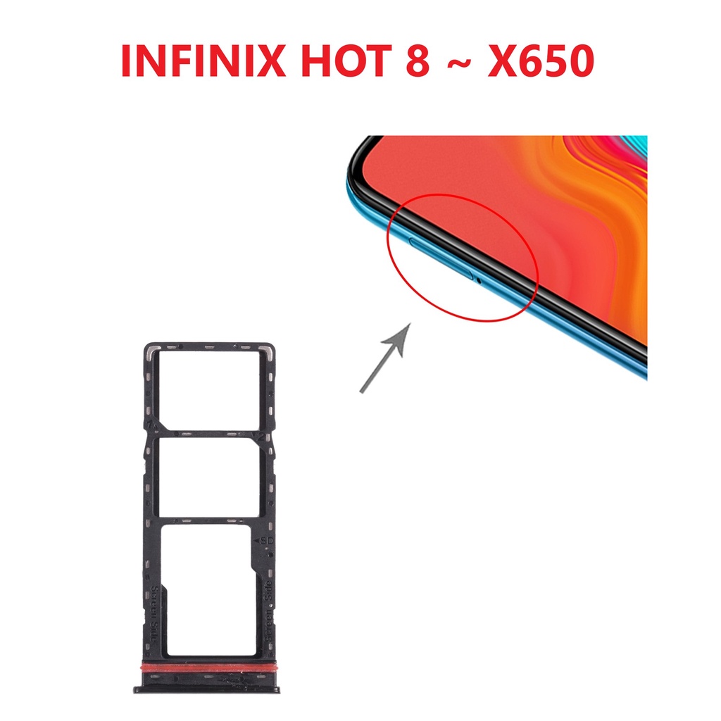 SIM TRAY INFINIX HOT 8 / X650 ~ SIM SLOT CARD ~ SIMCARD TRAY ~ BENITECH