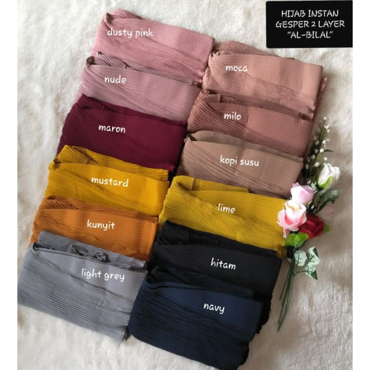 (((Original Al bilal)) Hijab instan Ceruty OVAL GESPER 2 layer-1