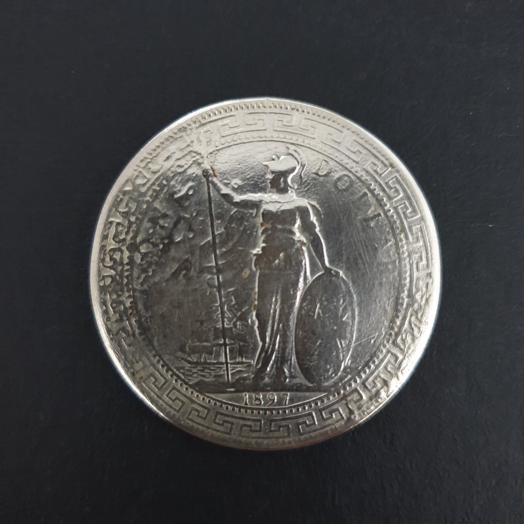 Uang Koin Perak Kuno Britania Raya 1 Dollar British Trade Dollar 1897