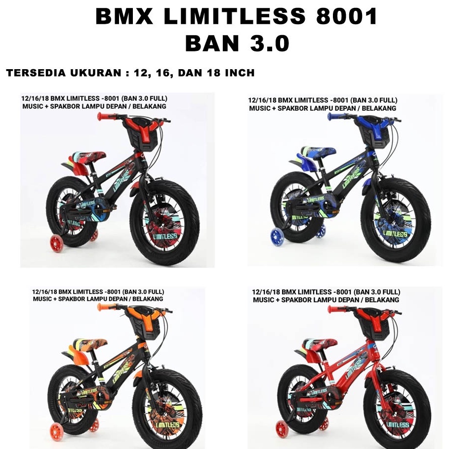 SEPEDA BMX 18 INCH LIMITLESS 8001 BAN 3.0