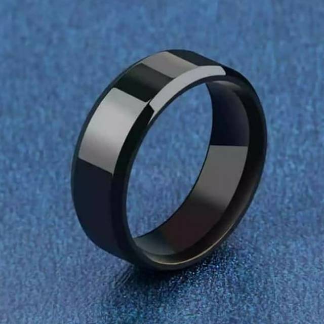 Cincin couple Hitam Titanium Stainless steel sisi segi anti karat selamanya Fashion Ring