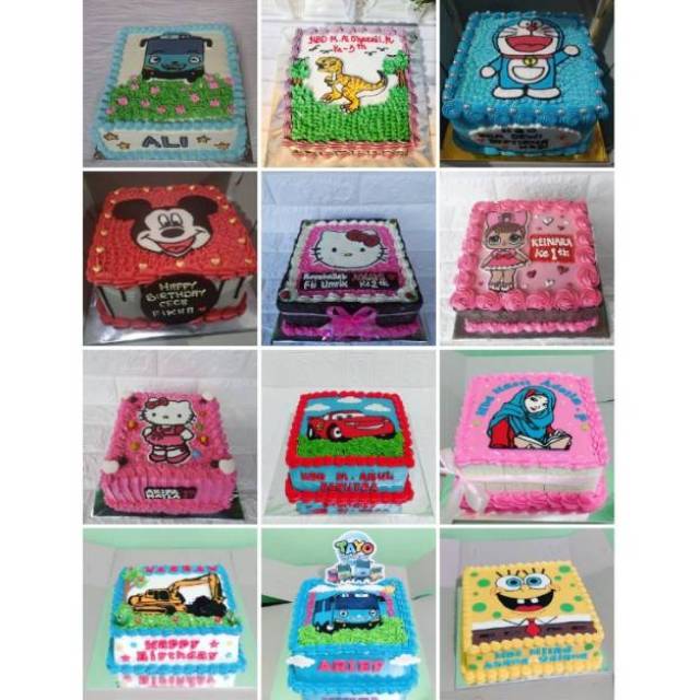 Kue ultah / kue ulangtahun / birthday cake / kue ultah karakter anak / kue ultah topper kertas