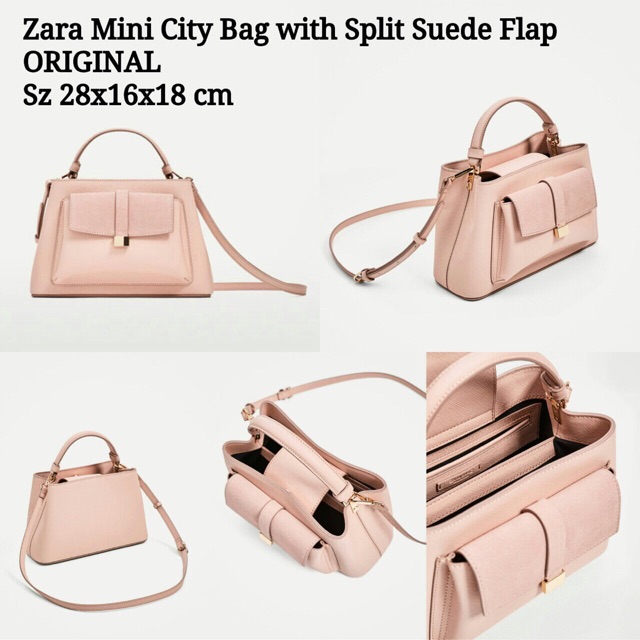 ZARA MINI CITY BAG WITH SPLIT SUEDE FLAP