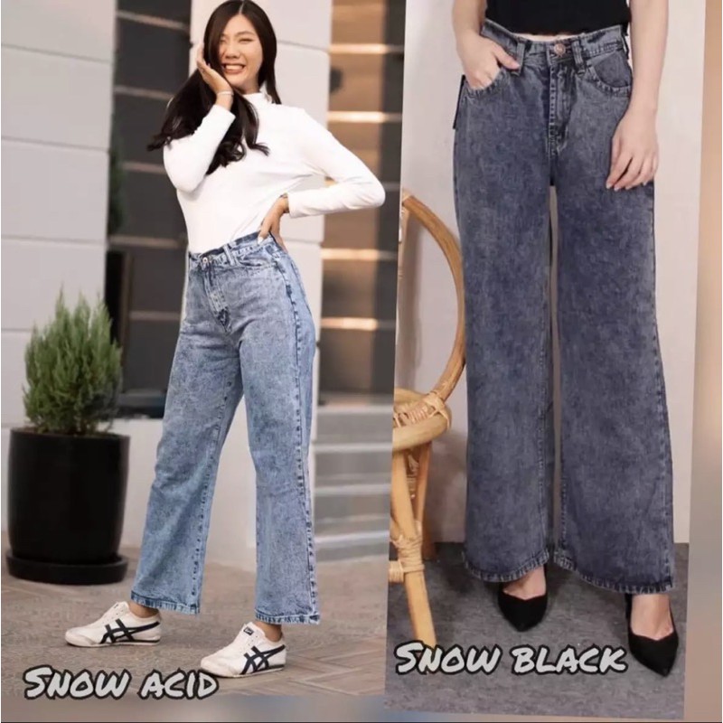(FREE BELT) Kulot Jeans Snow Blue / Kulot Jeans Snow Black
