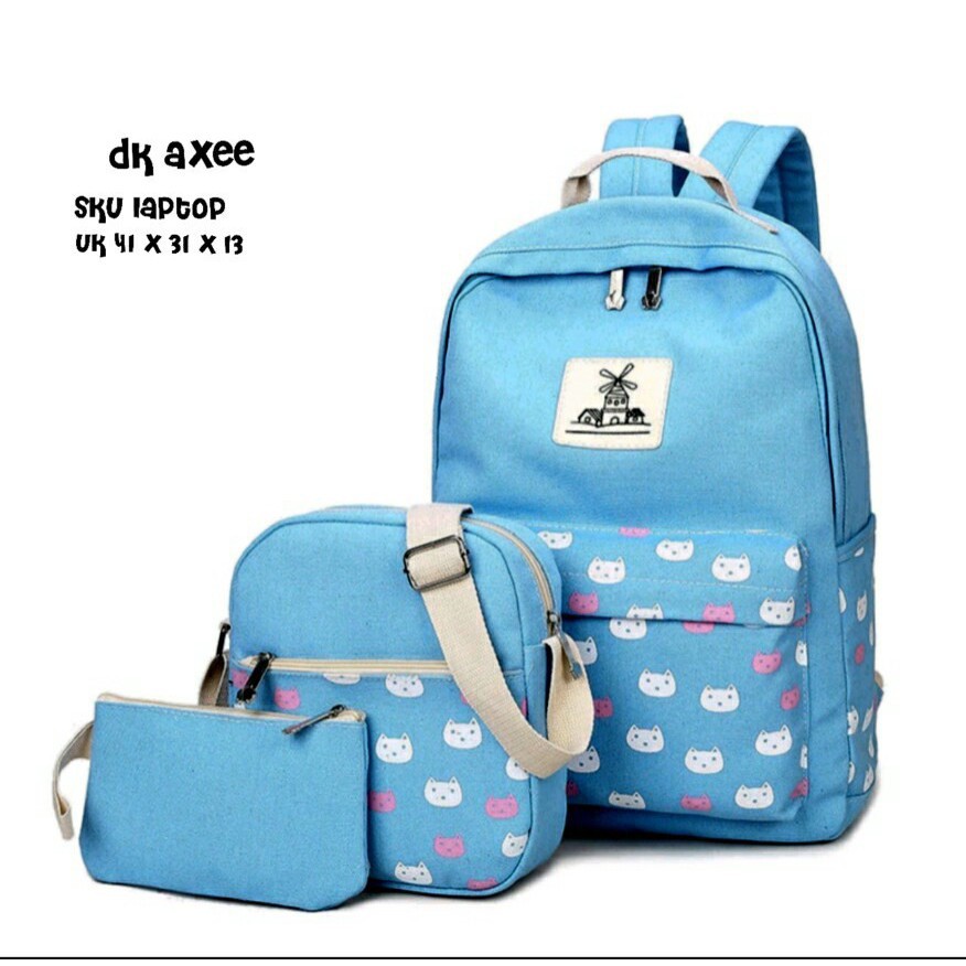 Cetak Harga Tas Mini Backpack Amsterdam Cat Kucing alien 3in1 Yang 