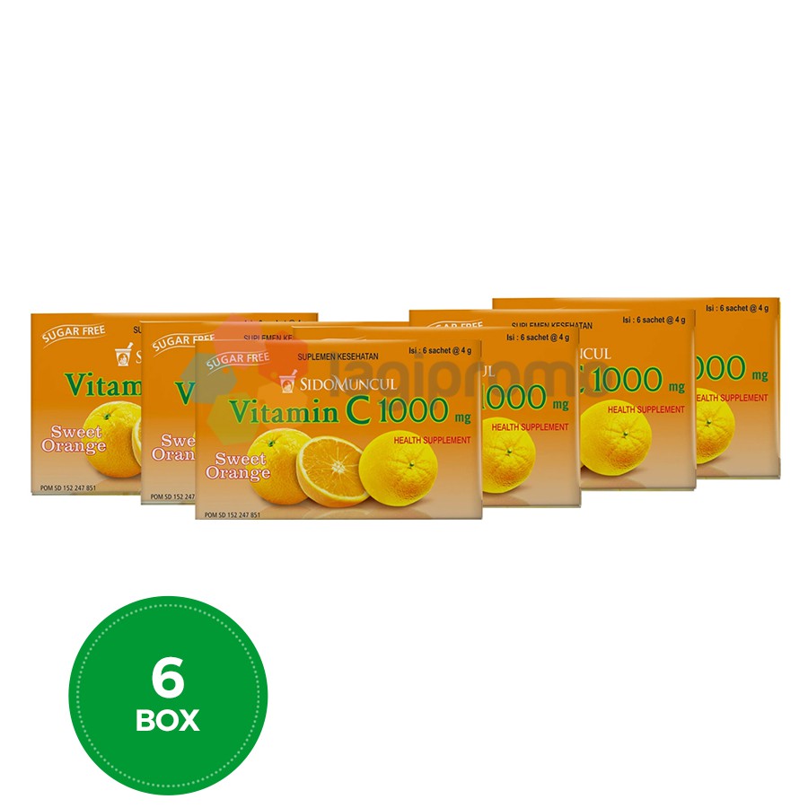 

Sido Muncul Vitamin C Sweet Orange 1000 mg 6 Sachet Antioksidan Daya Tahan Tubuh - 6 Box