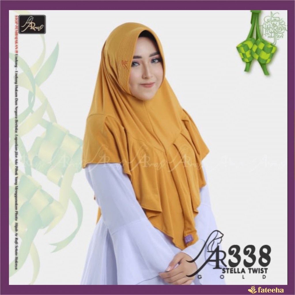 Hijab Arrafi AR 338 Bergo Jilbab Kerudung Tudung Kudung Instan Syari Gold Meet Stella