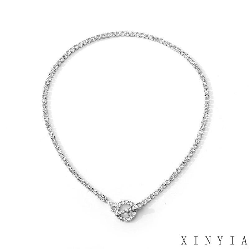 【COD】Kalung Rantai Klavikula Hias Liontin Kristal Berlian Bahan S925 Silver Gold Gaya Korea Untuk Wanita