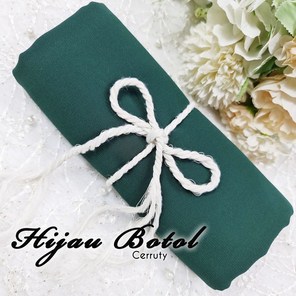 Part 1 Pasmina Polos Ceruty Baby Doll Pilih Warna [ Pilih Warna ]-hijau botol